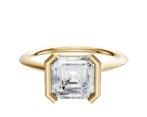 14K Yellow Gold Bezel Half Bezel North/South Cathedral Knife Edge 1.5mm Engagement Ring
