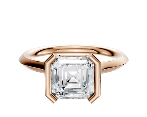 18K Rose Gold Bezel Half Bezel North/South Cathedral Knife Edge 2.0mm Engagement Ring