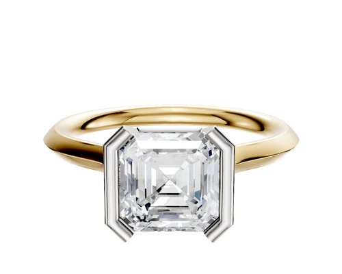 14K Two Tone Bezel Half Bezel North/South Cathedral Knife Edge 2.0mm Engagement Ring