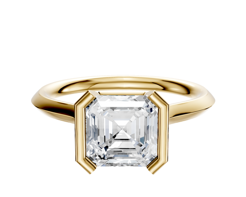 18K Yellow Gold Bezel Half Bezel North/South Cathedral Knife Edge 2.0mm Engagement Ring