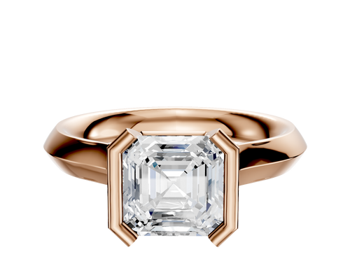 14K Rose Gold Bezel Half Bezel North/South Cathedral Knife Edge 3.0mm Engagement Ring