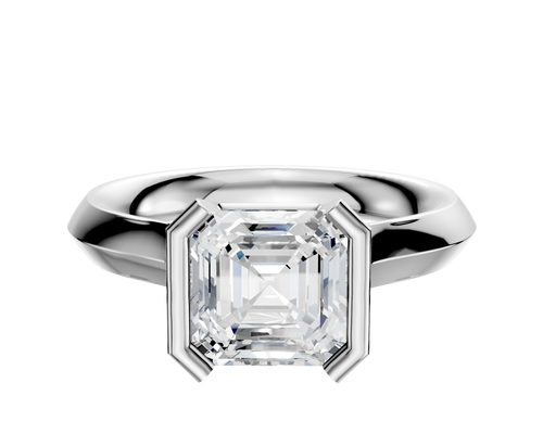 14K White Gold Bezel Half Bezel North/South Cathedral Knife Edge 3.0mm Engagement Ring