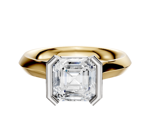 14K Two Tone Bezel Half Bezel North/South Cathedral Knife Edge 3.0mm Engagement Ring