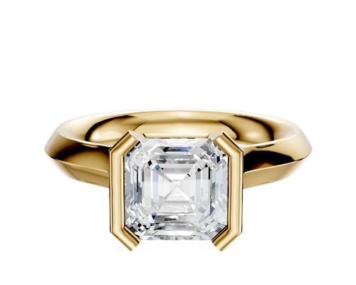 18K Yellow Gold Bezel Half Bezel North/South Cathedral Knife Edge 3.0mm Engagement Ring