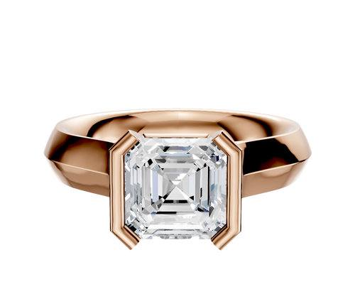18K Rose Gold Bezel Half Bezel North/South Cathedral Knife Edge 4.0mm Engagement Ring