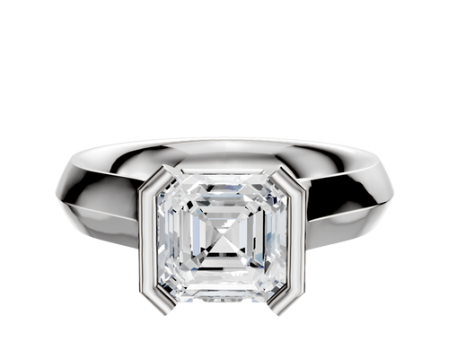 18K White Gold Bezel Half Bezel North/South Cathedral Knife Edge 4.0mm Engagement Ring