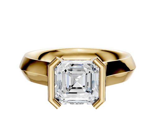 18K Yellow Gold Bezel Half Bezel North/South Cathedral Knife Edge 4.0mm Engagement Ring
