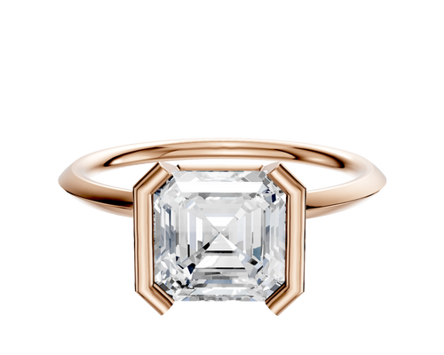 14K Rose Gold Bezel Half Bezel North/South Classic Knife Edge 1.5mm Engagement Ring