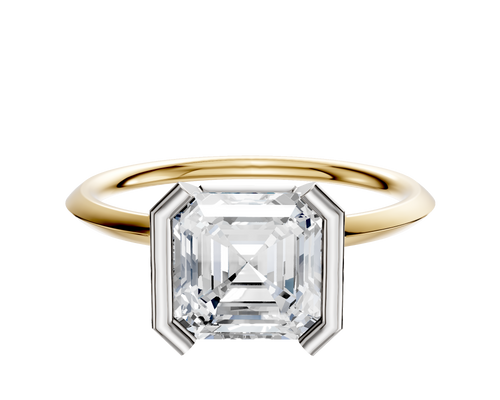 14K Two Tone Bezel Half Bezel North/South Classic Knife Edge 1.5mm Engagement Ring