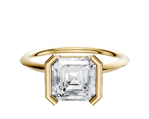 14K Yellow Gold Bezel Half Bezel North/South Classic Knife Edge 1.5mm Engagement Ring