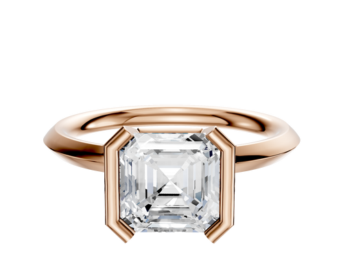 14K Rose Gold Bezel Half Bezel North/South Classic Knife Edge 2.0mm Engagement Ring