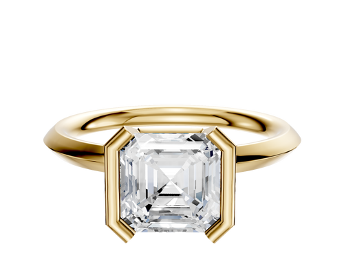 14K Yellow Gold Bezel Half Bezel North/South Classic Knife Edge 2.0mm Engagement Ring