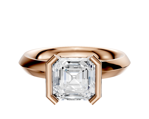 14K Rose Gold Bezel Half Bezel North/South Classic Knife Edge 3.0mm Engagement Ring