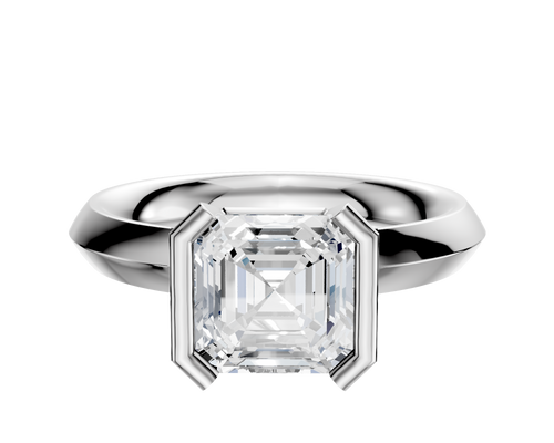 18K White Gold Bezel Half Bezel North/South Classic Knife Edge 3.0mm Engagement Ring