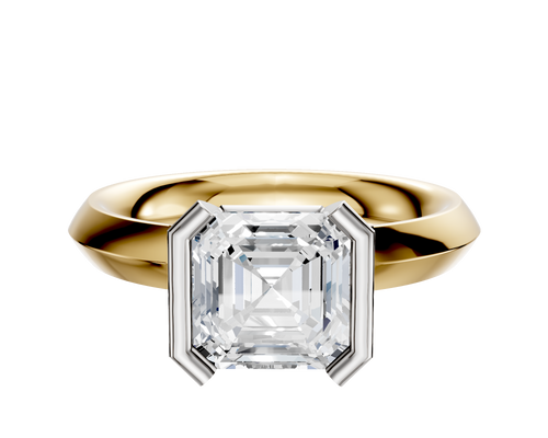 18K Two Tone Bezel Half Bezel North/South Classic Knife Edge 3.0mm Engagement Ring