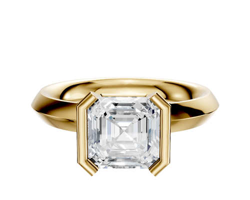 14K Yellow Gold Bezel Half Bezel North/South Classic Knife Edge 3.0mm Engagement Ring