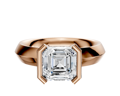 14K Rose Gold Bezel Half Bezel North/South Classic Knife Edge 4.0mm Engagement Ring