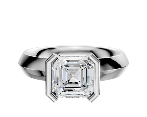 14K White Gold Bezel Half Bezel North/South Classic Knife Edge 4.0mm Engagement Ring