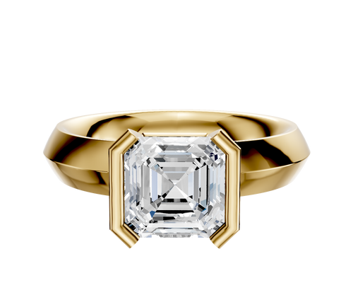 14K Yellow Gold Bezel Half Bezel North/South Classic Knife Edge 4.0mm Engagement Ring