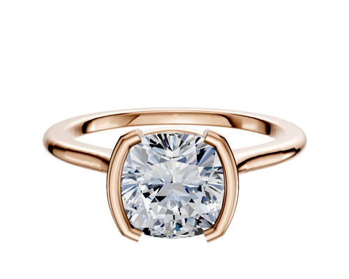 14K Rose Gold Bezel Half Bezel North/South Cathedral Dome 1.5mm Engagement Ring