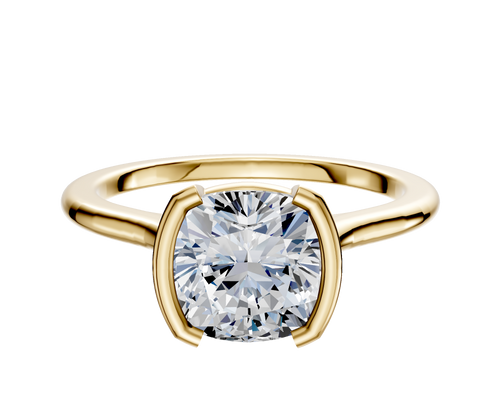 14K Yellow Gold Bezel Half Bezel North/South Cathedral Dome 1.5mm Engagement Ring
