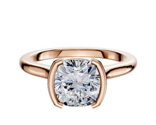 18K Rose Gold Bezel Half Bezel North/South Cathedral Dome 2.0mm Engagement Ring