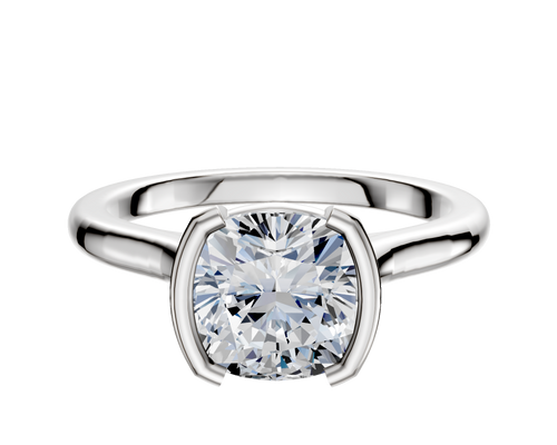 14K White Gold Bezel Half Bezel North/South Cathedral Dome 2.0mm Engagement Ring