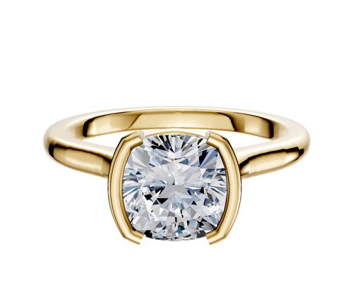 18K Yellow Gold Bezel Half Bezel North/South Cathedral Dome 2.0mm Engagement Ring
