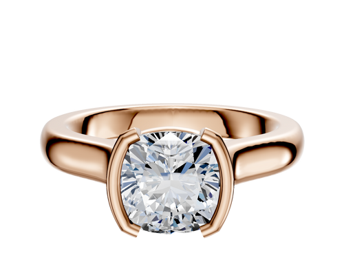 18K Rose Gold Bezel Half Bezel North/South Cathedral Dome 3.0mm Engagement Ring