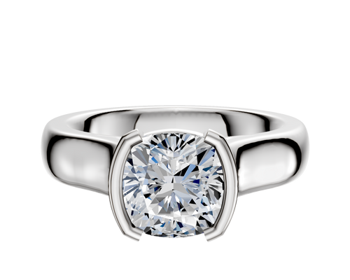 Platinum Bezel Half Bezel North/South Cathedral Dome 4.0mm Engagement Ring