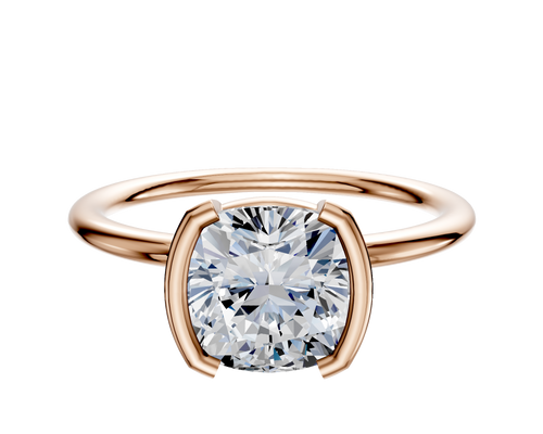 14K Rose Gold Bezel Half Bezel North/South Classic Dome 1.5mm Engagement Ring