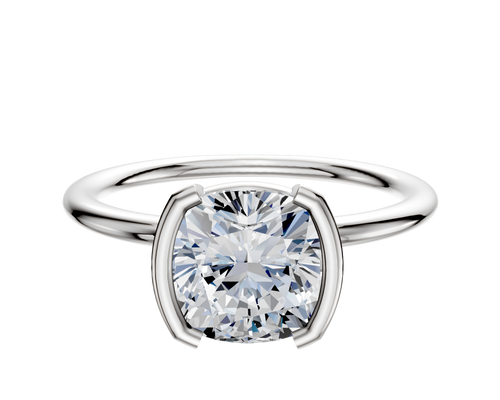 Platinum Bezel Half Bezel North/South Classic Dome 1.5mm Engagement Ring
