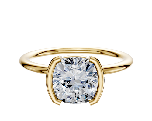 14K Yellow Gold Bezel Half Bezel North/South Classic Dome 1.5mm Engagement Ring