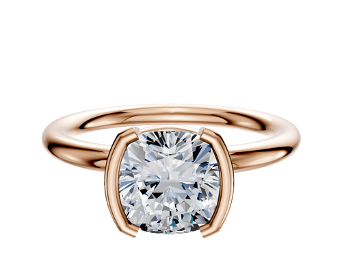 14K Rose Gold Bezel Half Bezel North/South Classic Dome 2.0mm Engagement Ring