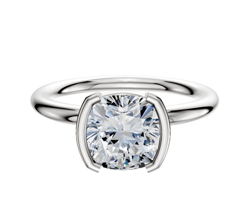 14K White Gold Bezel Half Bezel North/South Classic Dome 2.0mm Engagement Ring