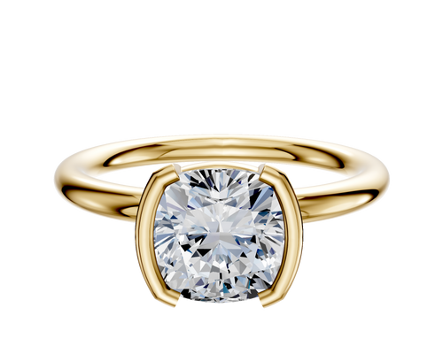 14K Yellow Gold Bezel Half Bezel North/South Classic Dome 2.0mm Engagement Ring