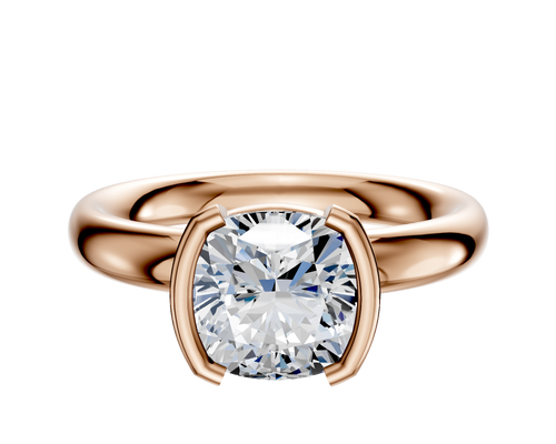 18K Rose Gold Bezel Half Bezel North/South Classic Dome 3.0mm Engagement Ring