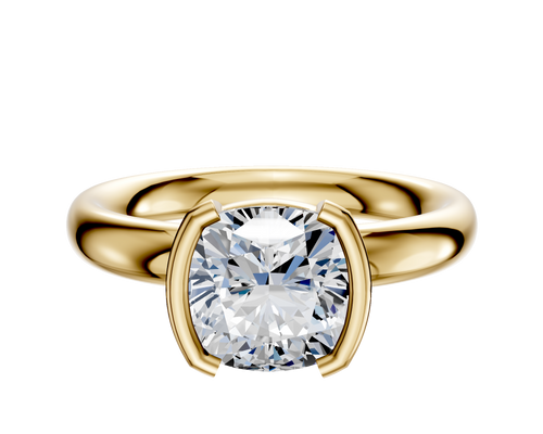 18K Yellow Gold Bezel Half Bezel North/South Classic Dome 3.0mm Engagement Ring