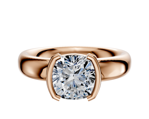 14K Rose Gold Bezel Half Bezel North/South Classic Dome 4.0mm Engagement Ring