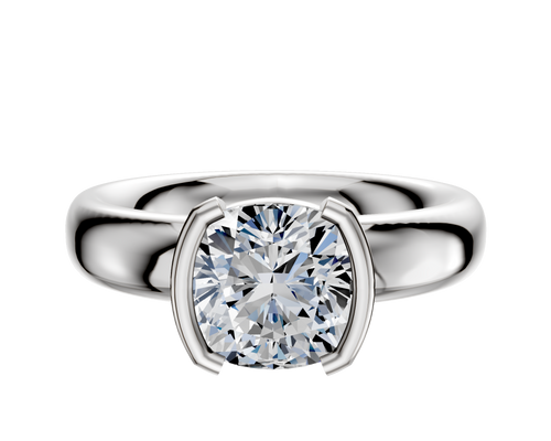 18K White Gold Bezel Half Bezel North/South Classic Dome 4.0mm Engagement Ring