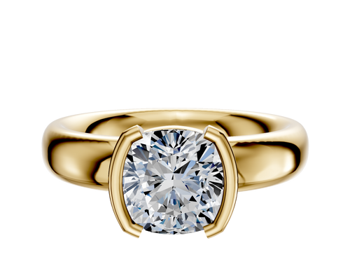 18K Yellow Gold Bezel Half Bezel North/South Classic Dome 4.0mm Engagement Ring