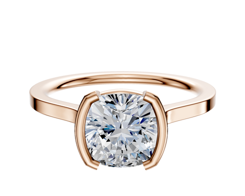 18K Rose Gold Bezel Half Bezel North/South Cathedral Flat 1.5mm Engagement Ring