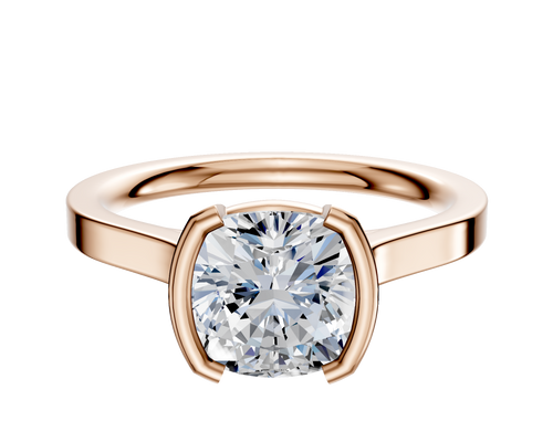 14K Rose Gold Bezel Half Bezel North/South Cathedral Flat 2.0mm Engagement Ring