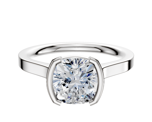 18K White Gold Bezel Half Bezel North/South Cathedral Flat 2.0mm Engagement Ring