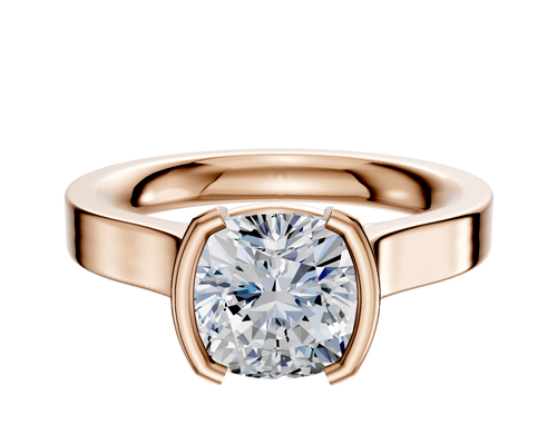 18K Rose Gold Bezel Half Bezel North/South Cathedral Flat 3.0mm Engagement Ring