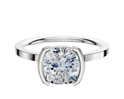 18K White Gold Bezel Half Bezel North/South Classic Flat 1.5mm Engagement Ring
