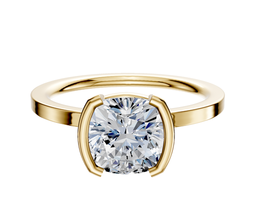 18K Yellow Gold Bezel Half Bezel North/South Classic Flat 1.5mm Engagement Ring