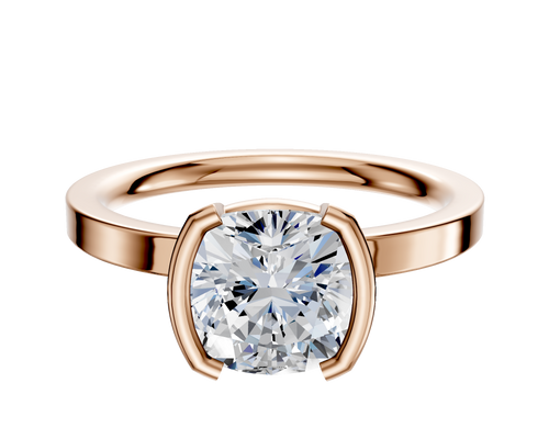 14K Rose Gold Bezel Half Bezel North/South Classic Flat 2.0mm Engagement Ring