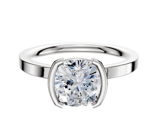 18K White Gold Bezel Half Bezel North/South Classic Flat 2.0mm Engagement Ring