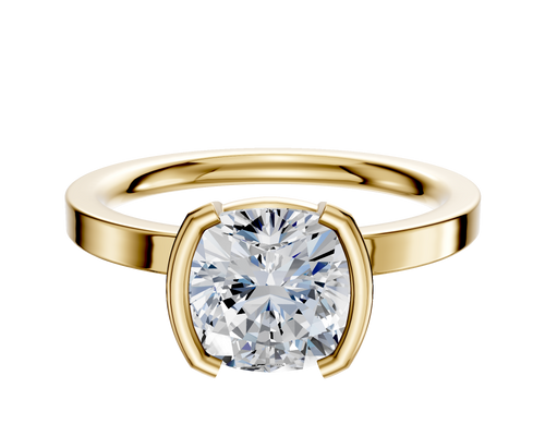 18K Yellow Gold Bezel Half Bezel North/South Classic Flat 2.0mm Engagement Ring